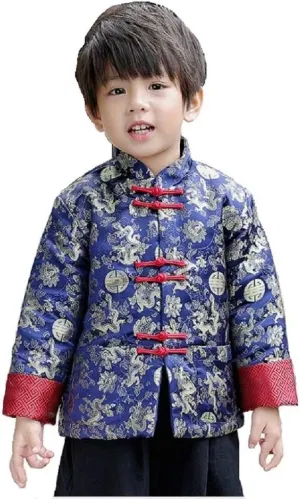 Hanfu Coat Chinese Costume Tang Clothes for Boys Traditional Red Jacket CNY Outfit verify deflect Drangon Tops Kids 