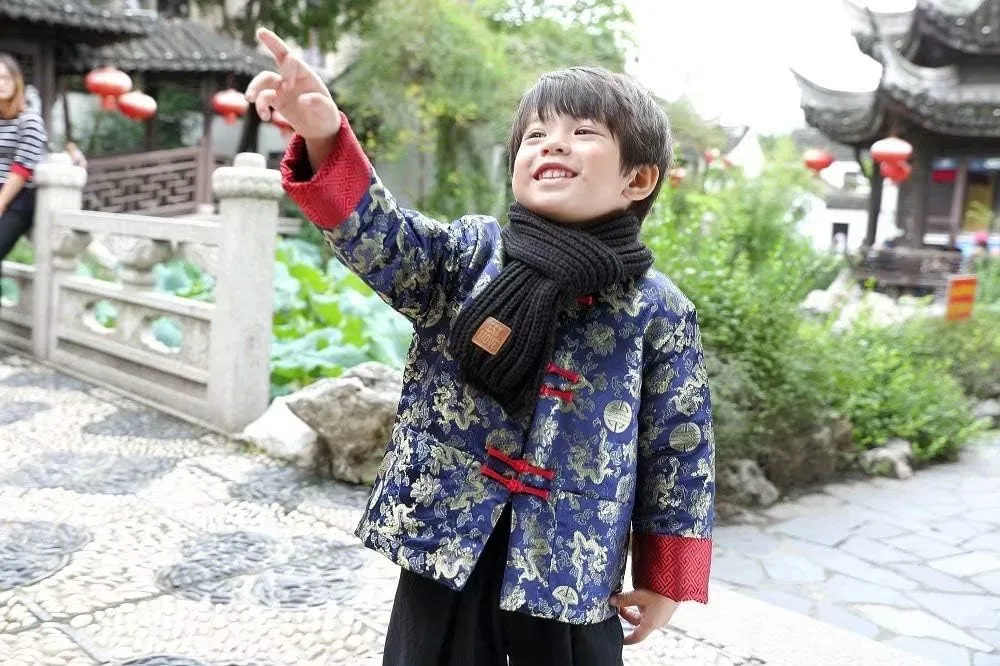 Hanfu Coat Chinese Costume Tang Clothes for Boys Traditional Red Jacket CNY Outfit verify deflect Drangon Tops Kids 