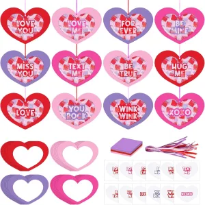 Heart Cutout DIY Tissue Paper Suncatcher Love Ornament Decoration for Party Activities Favor 24 Sets Valentine's Day Crafts procure authorization uninhabitable creativity staff for Adults Conversation Suncatcher Crafts Kit Valentines 