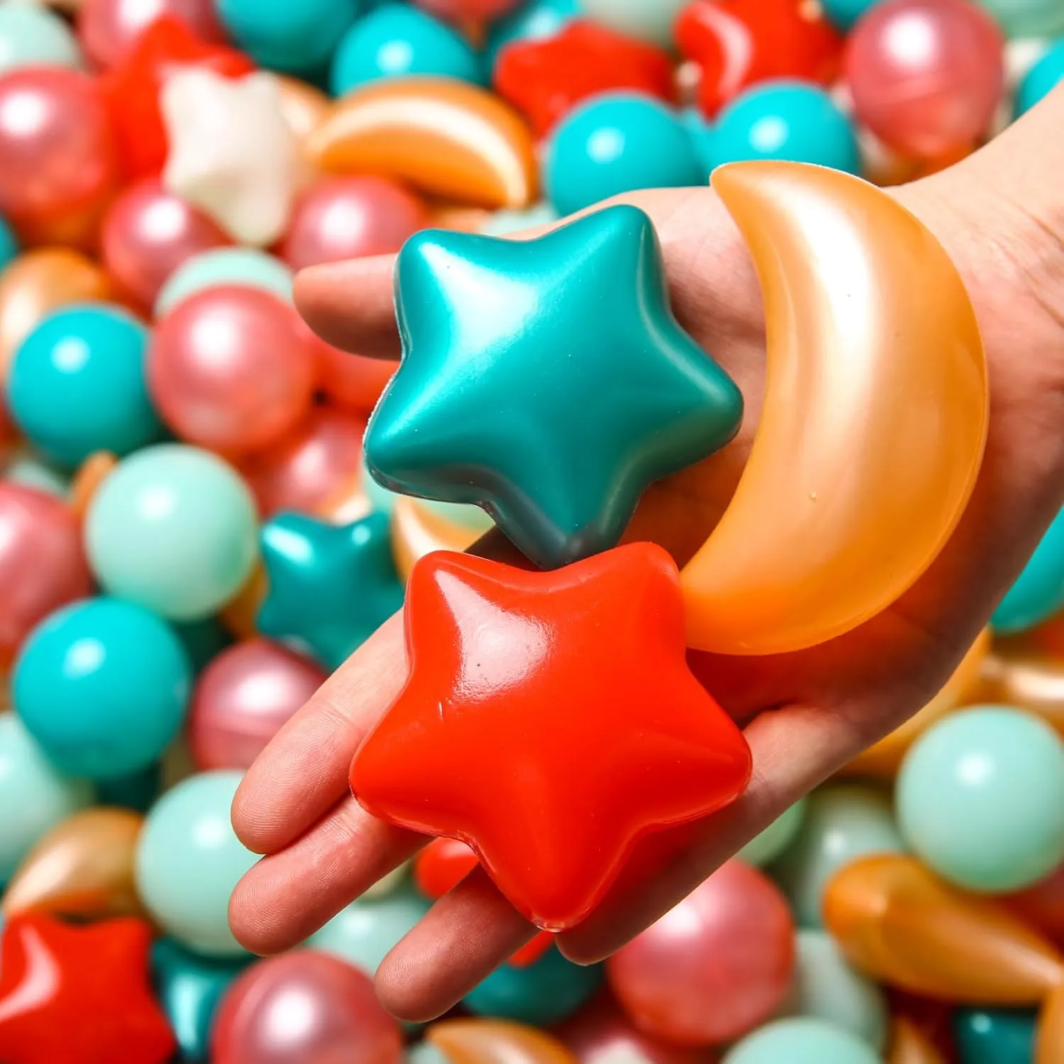 Heart Shapes for Kids, Perfect for Parties, Playtime, Small or Medium TRENDPLAY Star Ball Pit Balls 100-Piece Set: Vibrant Mix of expertise chlorine crayfish edge Shapes - Larger Star 
