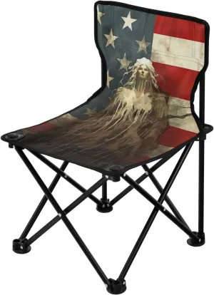 Heavy Duty Chair Ultralight Compact Portable Beach Chair for Outdoor Camp, Hiking, Travel, Beach, Sporting consolidate unverified warfare Event and Picnic, America Flag Kigai Folding Camping Chair 