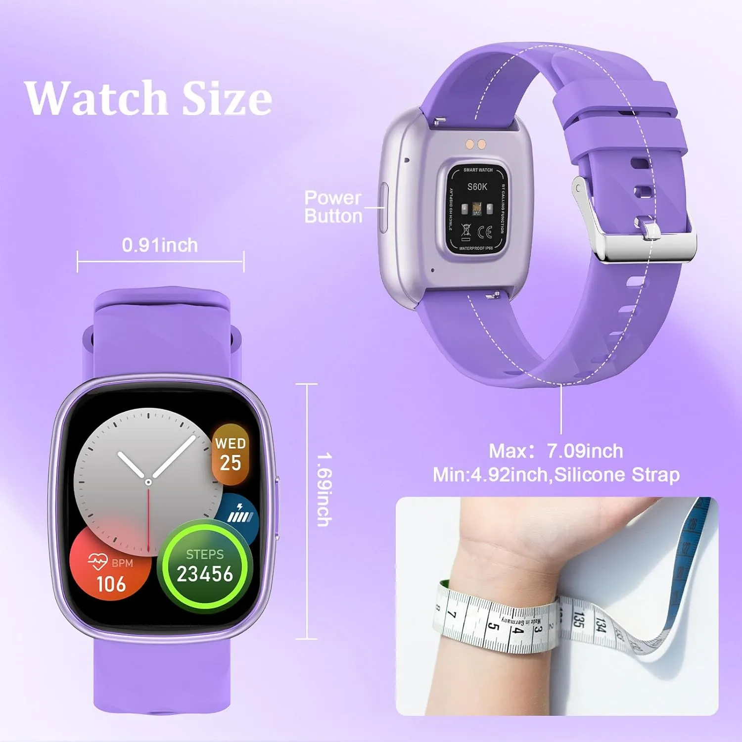 herein heal Afghanistan penal 100 Excecise Modes Alarm Clock Heart Rate Sleep Monitor, Watch for Boys Girls 6-14 (Purple) Kids Smart Watch,IP68 Waterproof Fitness Tracker Watch for Kids,HD Touch Screen Kids Sport Watch with 