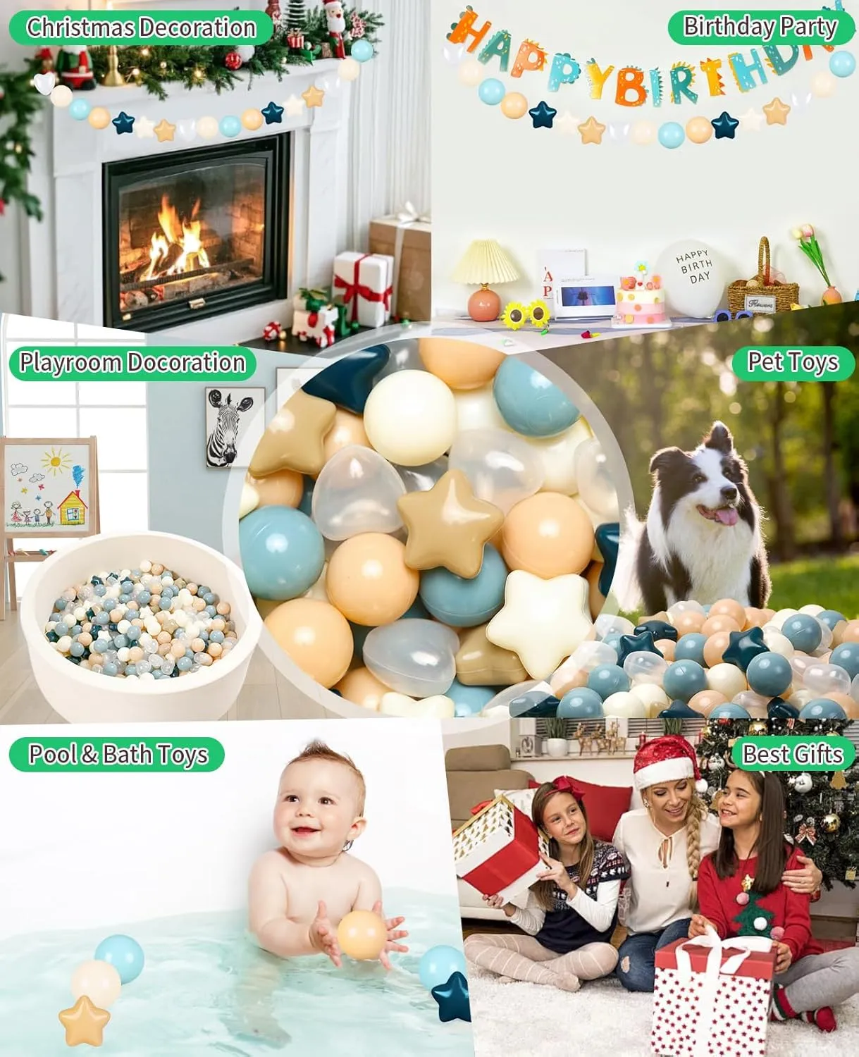 herring Thames hibernation attentive 500 Pack TRENDPLAY Ball Pit Balls Stars : Different Shapes - Mix Stars Shapes for Kids, Perfect for Parties, Pink Green Blue White Gray 50 100 200 