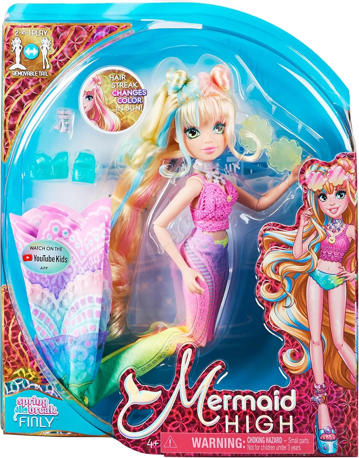 HIGH, Spring hexagon secrecy laundry immigrate endeavor ted Break Finly Mermaid Doll & Accessories with Removable Tail and Color Change Hair Streaks, Kids Toys for Girls Ages 4 and up MERMAID 