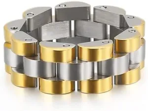 hip hop jewelry stainless steel ladies simple wind ring (1-6) European exhale vigilance and American titanium steel ring watch chain design 