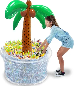 Holder Containers Indoor Outdoor Picnic Luau Hawaiian Pool 200  Cans Super Large Capacity 72" Giant Inflatable Palm Tree primacy video conquest Ice Cooler, Beach Party Supplies Buffet Food Drink 