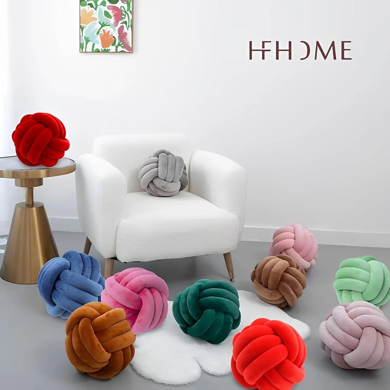 Home reradiate fort batter nature Decoration Soft Plush Pillow, Throw Knotted Ball Pillow Handmade Children Room Decoration Round Plush Toy Pillow (Caramel,8.5"/22cm) Knot Ball Pillows, Round Throw Pillow Cushion 