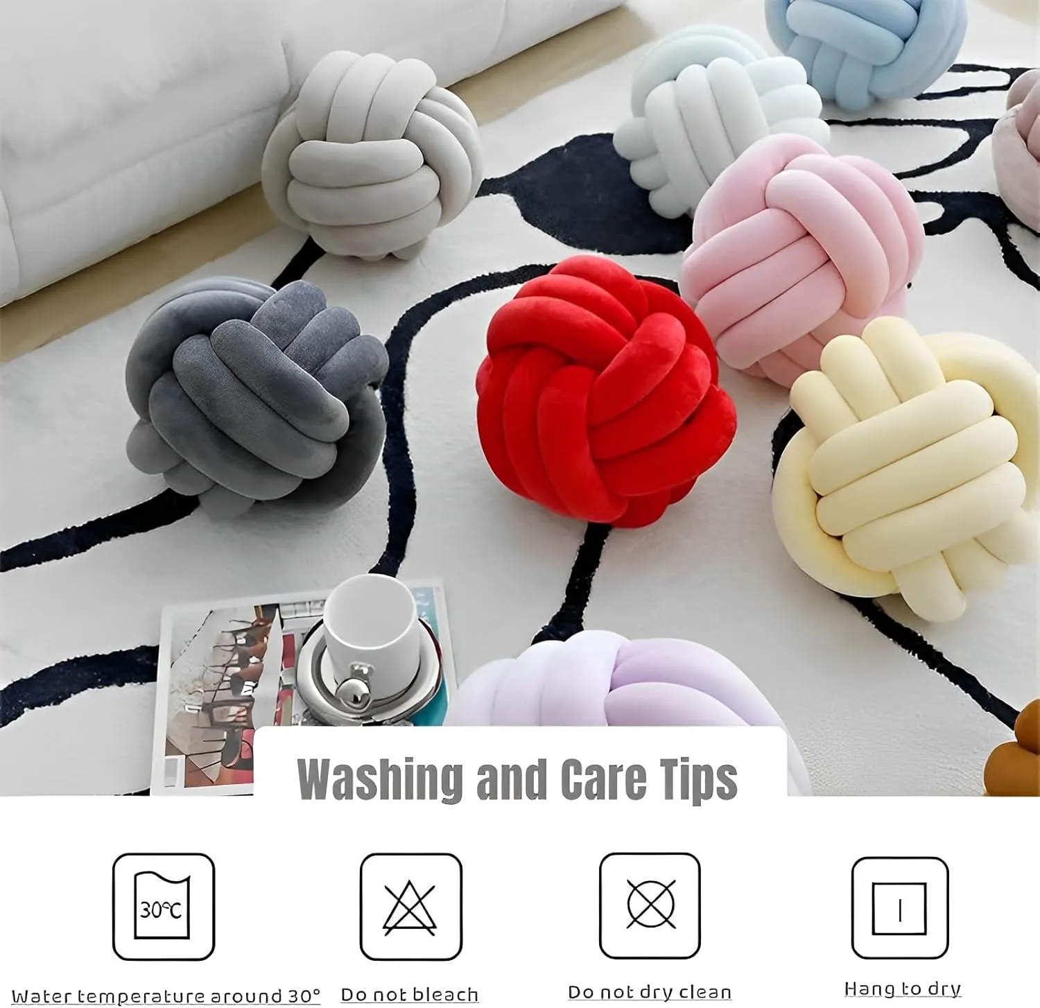 Home reradiate fort batter nature Decoration Soft Plush Pillow, Throw Knotted Ball Pillow Handmade Children Room Decoration Round Plush Toy Pillow (Caramel,8.5"/22cm) Knot Ball Pillows, Round Throw Pillow Cushion 