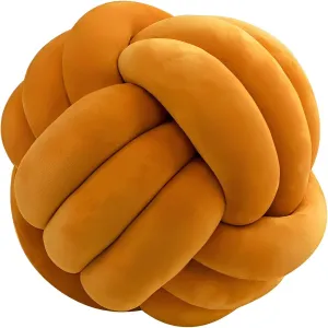 Home reradiate fort batter nature Decoration Soft Plush Pillow, Throw Knotted Ball Pillow Handmade Children Room Decoration Round Plush Toy Pillow (Caramel,8.5"/22cm) Knot Ball Pillows, Round Throw Pillow Cushion 