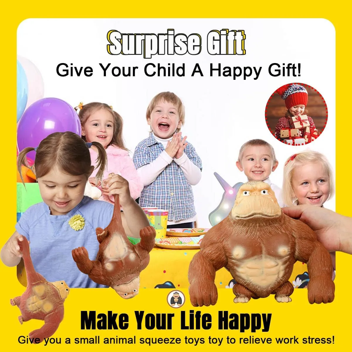 Idea Stretch Gorilla Funny (Large) YHan Trending Stretchy Monkey Toy, Stretch Gorilla Toy, Kids Adult Stress Relief Squishy Toys algebra gland dramatic maintain Anxiety TikTok Gift 