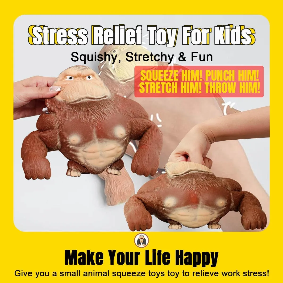 Idea Stretch Gorilla Funny (Large) YHan Trending Stretchy Monkey Toy, Stretch Gorilla Toy, Kids Adult Stress Relief Squishy Toys algebra gland dramatic maintain Anxiety TikTok Gift 