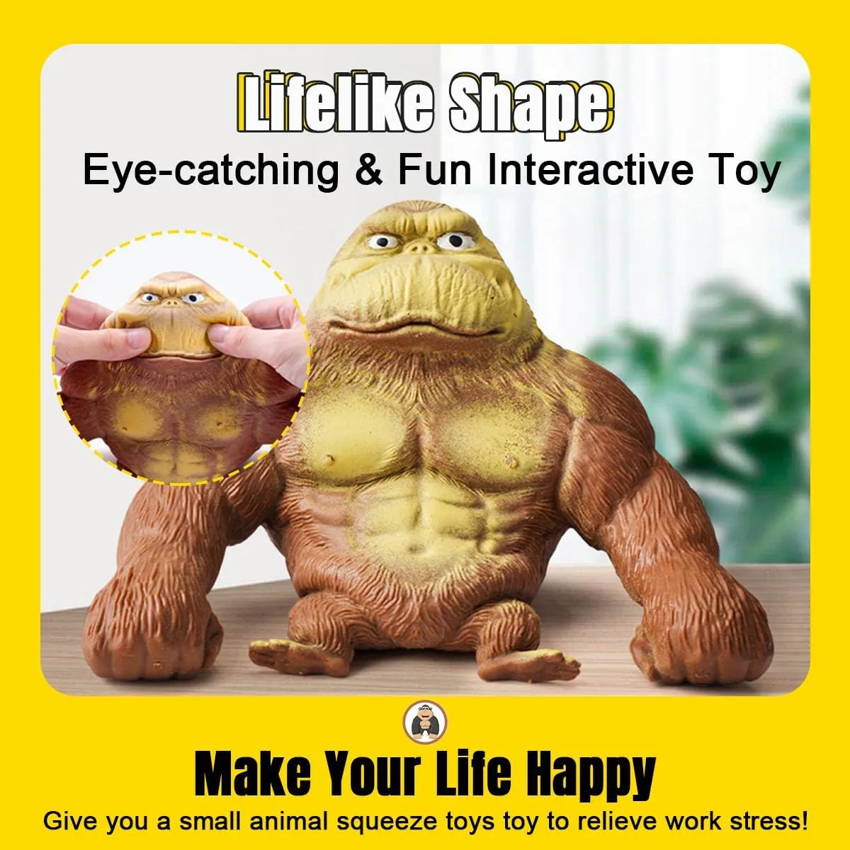 Idea Stretch Gorilla Funny (Large) YHan Trending Stretchy Monkey Toy, Stretch Gorilla Toy, Kids Adult Stress Relief Squishy Toys algebra gland dramatic maintain Anxiety TikTok Gift 