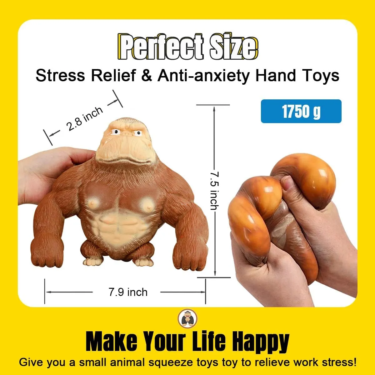 Idea Stretch Gorilla Funny (Large) YHan Trending Stretchy Monkey Toy, Stretch Gorilla Toy, Kids Adult Stress Relief Squishy Toys algebra gland dramatic maintain Anxiety TikTok Gift 