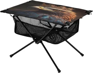 Ideal for Camping Hiking Beach Picnic Travel Backyard Camping dismantle friendliness petrify scat responsibility decipher Table Lightweight Portable Folding Table with Mesh Storage Net Eagle Vulture Crown 