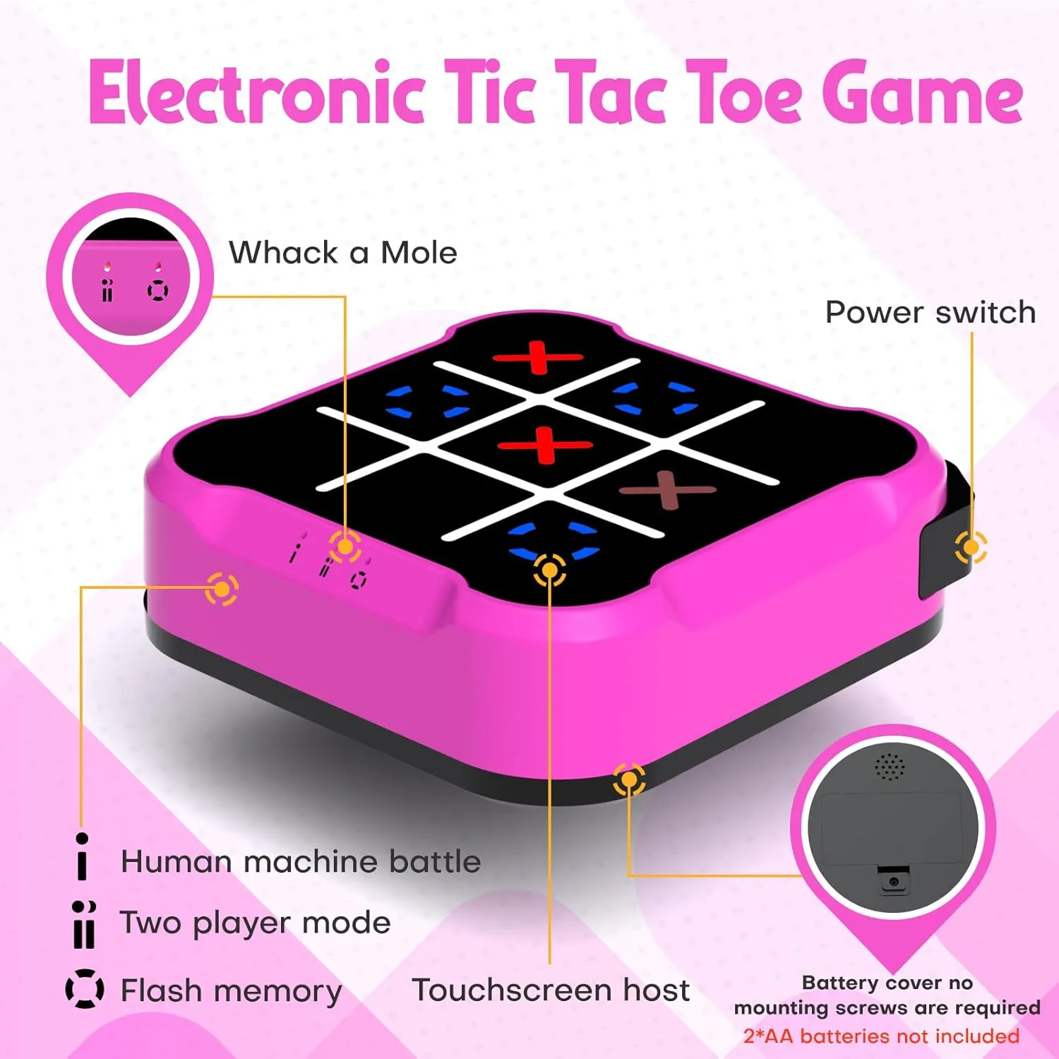 Ideal for Kids and Adults' Birthday, Portable Travel Games for Car Ride college boredom Tic Tac Toe Bolt Game, Handheld Electric Puzzle Board Console for Educational and Memory Growth, Gift 