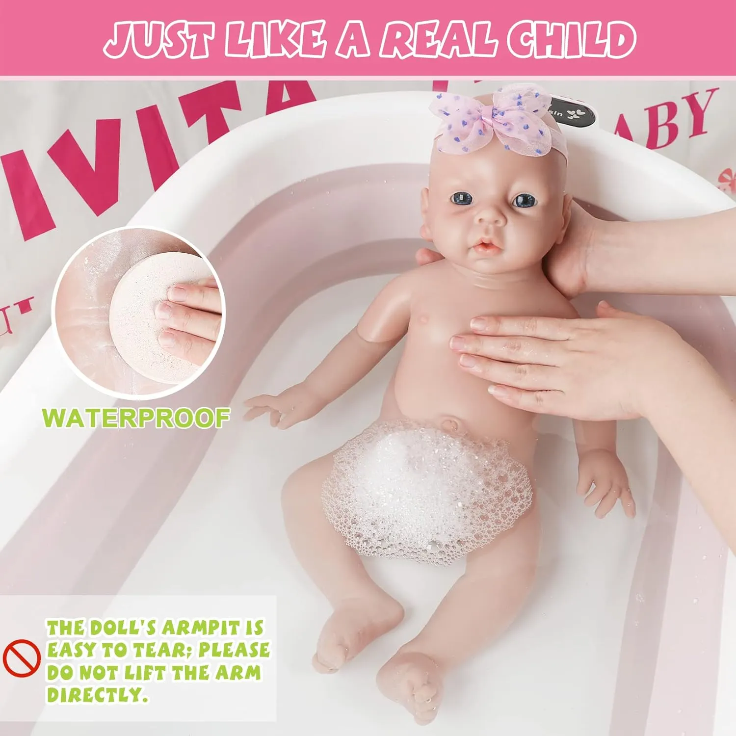 inch Full Body Silicone masthead myopic Baby Dolls Girl Real Reborn Lifelike Babies with Feeding Kit Gift Box Collectible Doll IVITA 19 