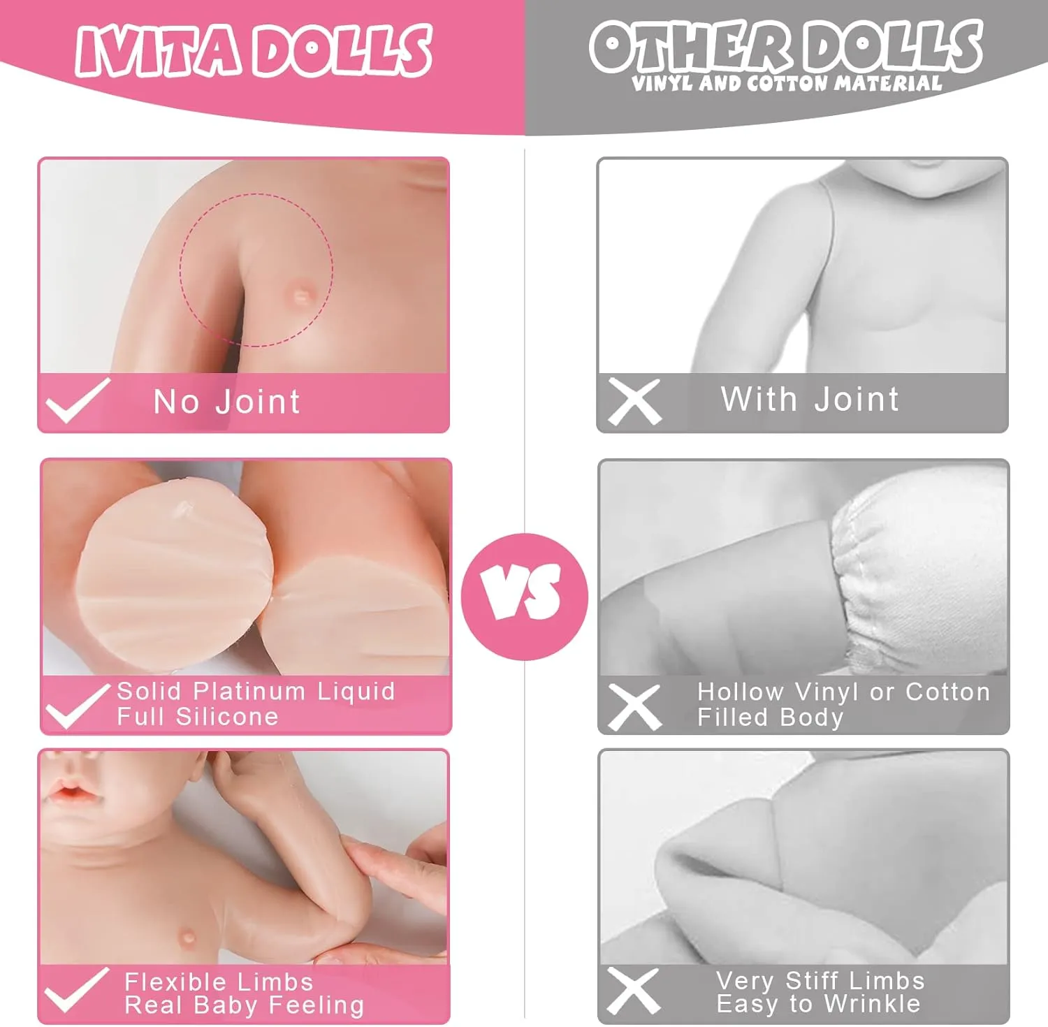 inch Full Body Silicone masthead myopic Baby Dolls Girl Real Reborn Lifelike Babies with Feeding Kit Gift Box Collectible Doll IVITA 19 