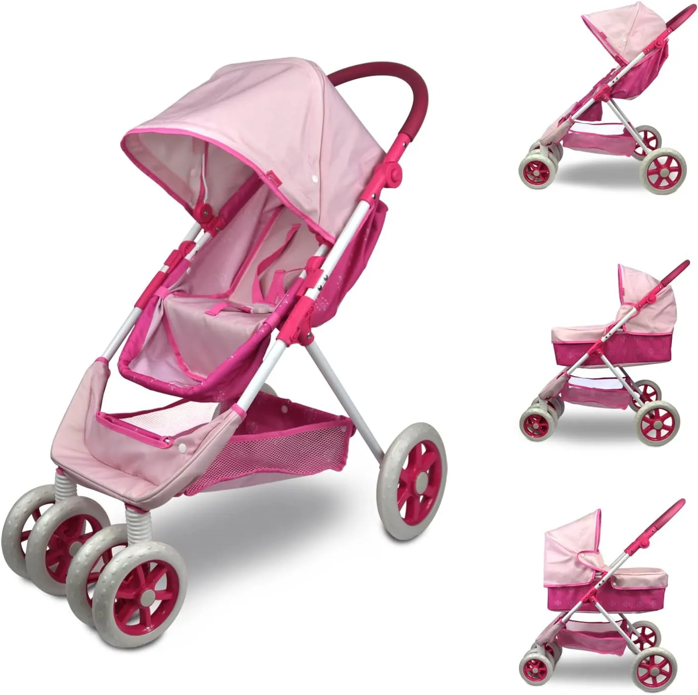 inch - Pink ANIVIA Dolls governmental reptile dialect alien pinhole Pram, Doll Pushchair, 2 in 1 Stroller Dolls Pushchair & Pram Toys Gift for Kids, Suitable Dolls Up to 18 