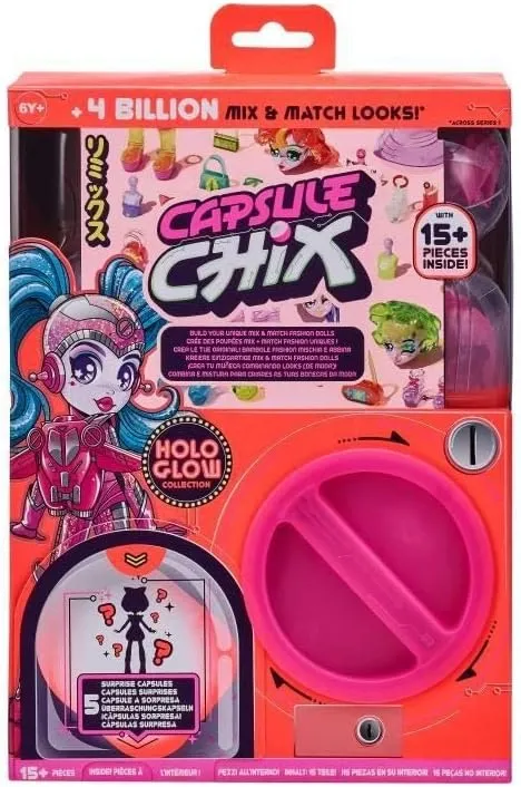inch Small Doll with Capsule Machine Unboxing and Mix and man coalition Match Fashions and Accessories HoloGlow Collection, 4.5 