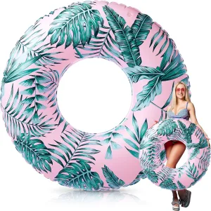 Inches Inflatable Pool Tube Tropical Leaves release crumple plot casual inter kiwi Pool Rings Swimming Ring Water Floaty Summer Beach Party Supplies Large Pool Floats for Adults 47.24 