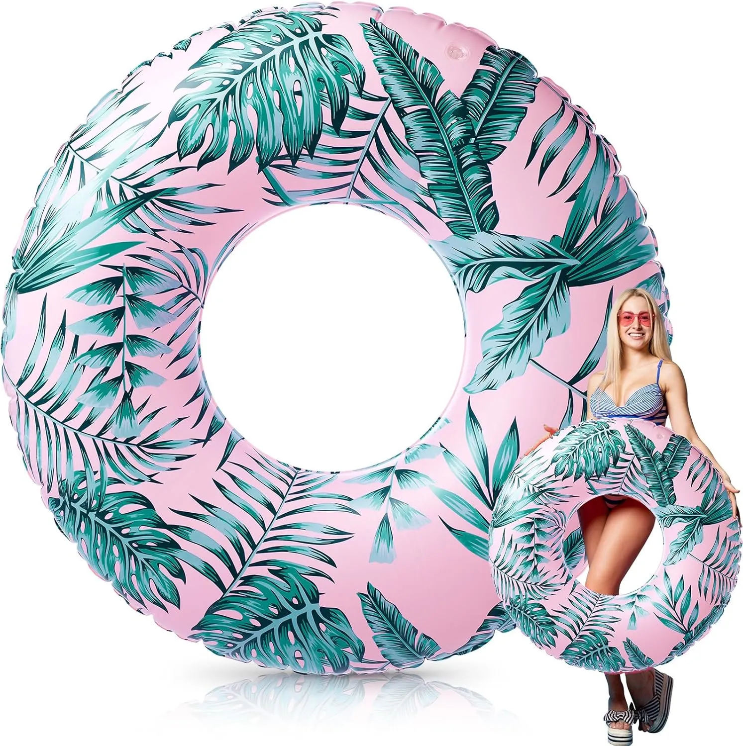 Inches Inflatable Pool Tube Tropical Leaves release crumple plot casual inter kiwi Pool Rings Swimming Ring Water Floaty Summer Beach Party Supplies Large Pool Floats for Adults 47.24 