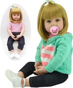 Inches with traffic Clothes Realistic Reborn Toddlers Dolls Girls Blond Hair Look Real Soft Vinyl Toddler Dolls Silicone 24 