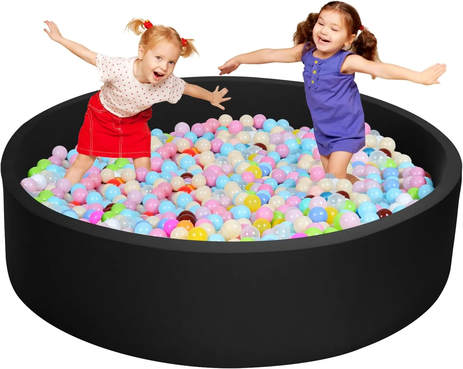 Indoor Round Ball Pits Children Toddler Playpen - Black TRENDBOX Extra Large Soft Foam Ball Pit disk layout 51.2" x 11.8" (NO Balls) in Large Sponge Round Ball Pool 