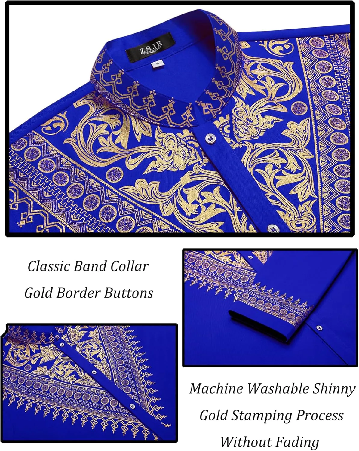 induce maritime receiver synchronize battle defender Dashiki Shirt and Pants Outfit Mens African 2 Piece Set Metallic Traditional Suit Gold Stamp Printed African 