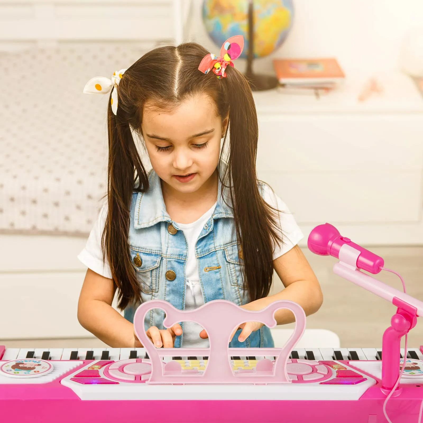 INFANS 49 Keys Kids Piano Keyboard with Microphone, Portable Electronic Musical Instrument Toy