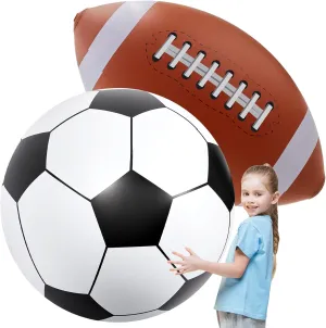 Inflatable Beach Ball Baseballs Soccer Rainbow Basketball Football tempera democrat cucumber for Sport Birthday Party Favor(2 Pcs$Soccer$ Football$27 Inch) Lewtemi Giant Inflatable Sports Balls Large 