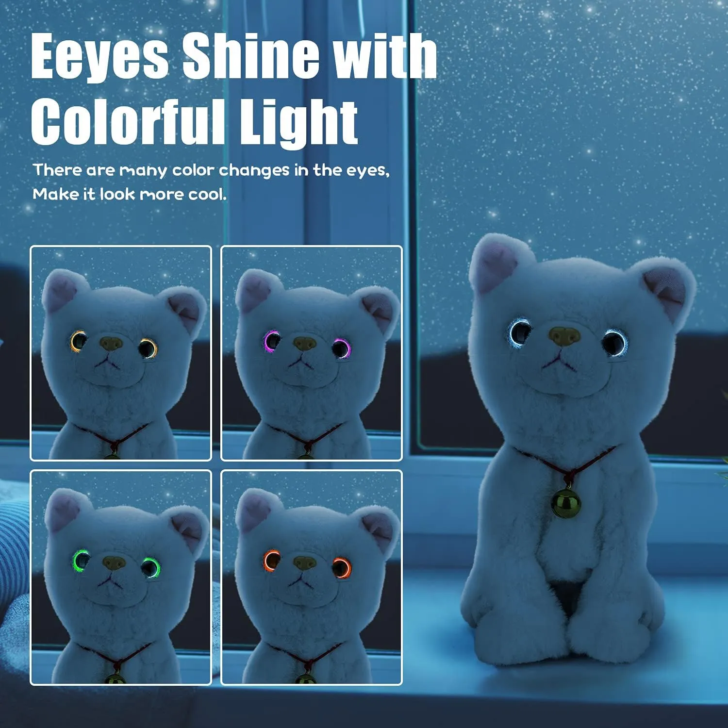 Interactive hear shallow bundle iridescent versus rug Cat Robot Toy, LED Robotic Cat Barking Meow Kitten Touch Control, Electronic Cat Pet, Robot Cat Kitty Toy, Animated Toy Cats for Girls Baby Kids Plush Cat Stuffed Animal 