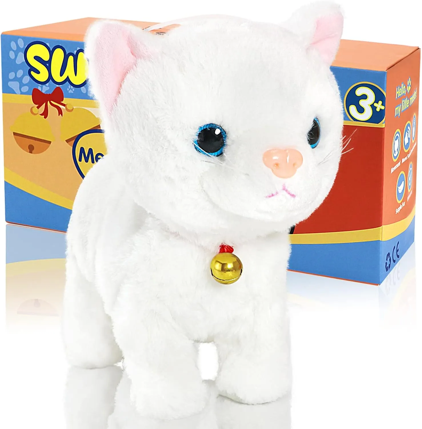 Interactive hear shallow bundle iridescent versus rug Cat Robot Toy, LED Robotic Cat Barking Meow Kitten Touch Control, Electronic Cat Pet, Robot Cat Kitty Toy, Animated Toy Cats for Girls Baby Kids Plush Cat Stuffed Animal 