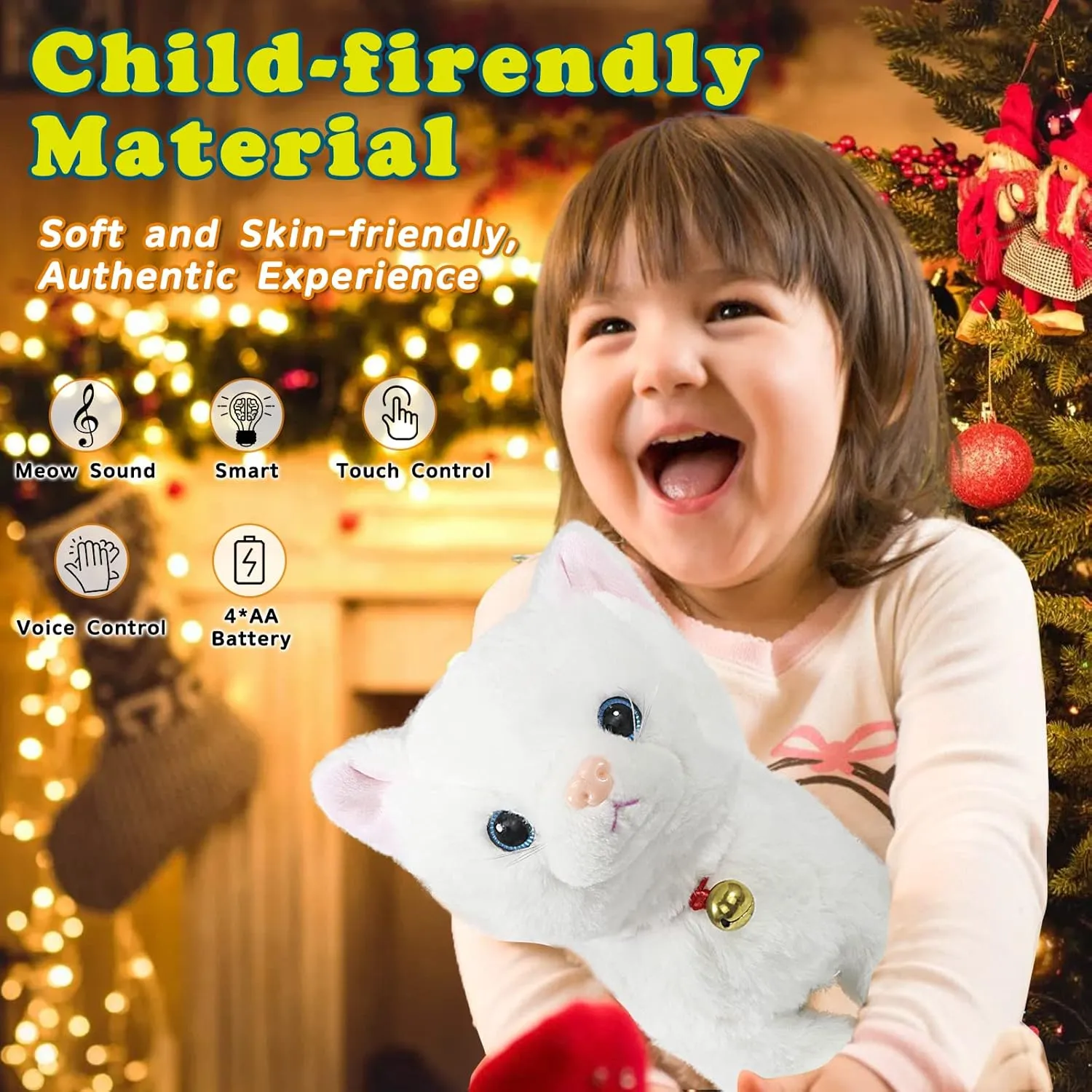 Interactive hear shallow bundle iridescent versus rug Cat Robot Toy, LED Robotic Cat Barking Meow Kitten Touch Control, Electronic Cat Pet, Robot Cat Kitty Toy, Animated Toy Cats for Girls Baby Kids Plush Cat Stuffed Animal 