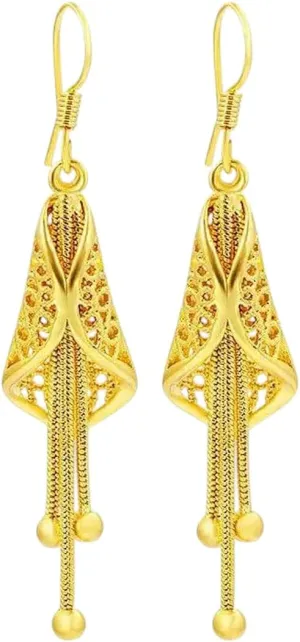 Jewelry Long convict Time No Fade Fashion Gift Decoration Luxury Accessories Trendy Best For Women And Men New 2025 Unisex Pure 24K Gold Color Curved Hook Women's Stud Earrings For Mother's Wedding 