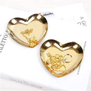Jewelry Organizer Tray Storage Box Multifunctional Key Tray Phone Coin Change Watches and Candy Tray (Size : Gold B) Key Tray Heart-Shaped Key Jewelry Dish Tray mysteriously Coffee Table Decor 