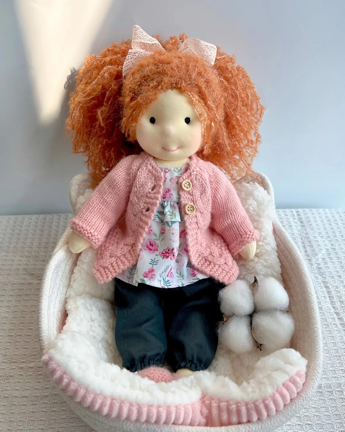 job compo Elsee 12", Soft Girl Rag Doll with Cute Stuffed Plush, Ideal for Babies & Toddlers Handmade Waldorf Doll- 