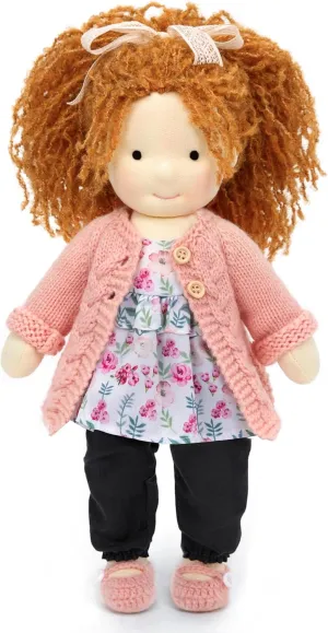 job compo Elsee 12", Soft Girl Rag Doll with Cute Stuffed Plush, Ideal for Babies & Toddlers Handmade Waldorf Doll- 