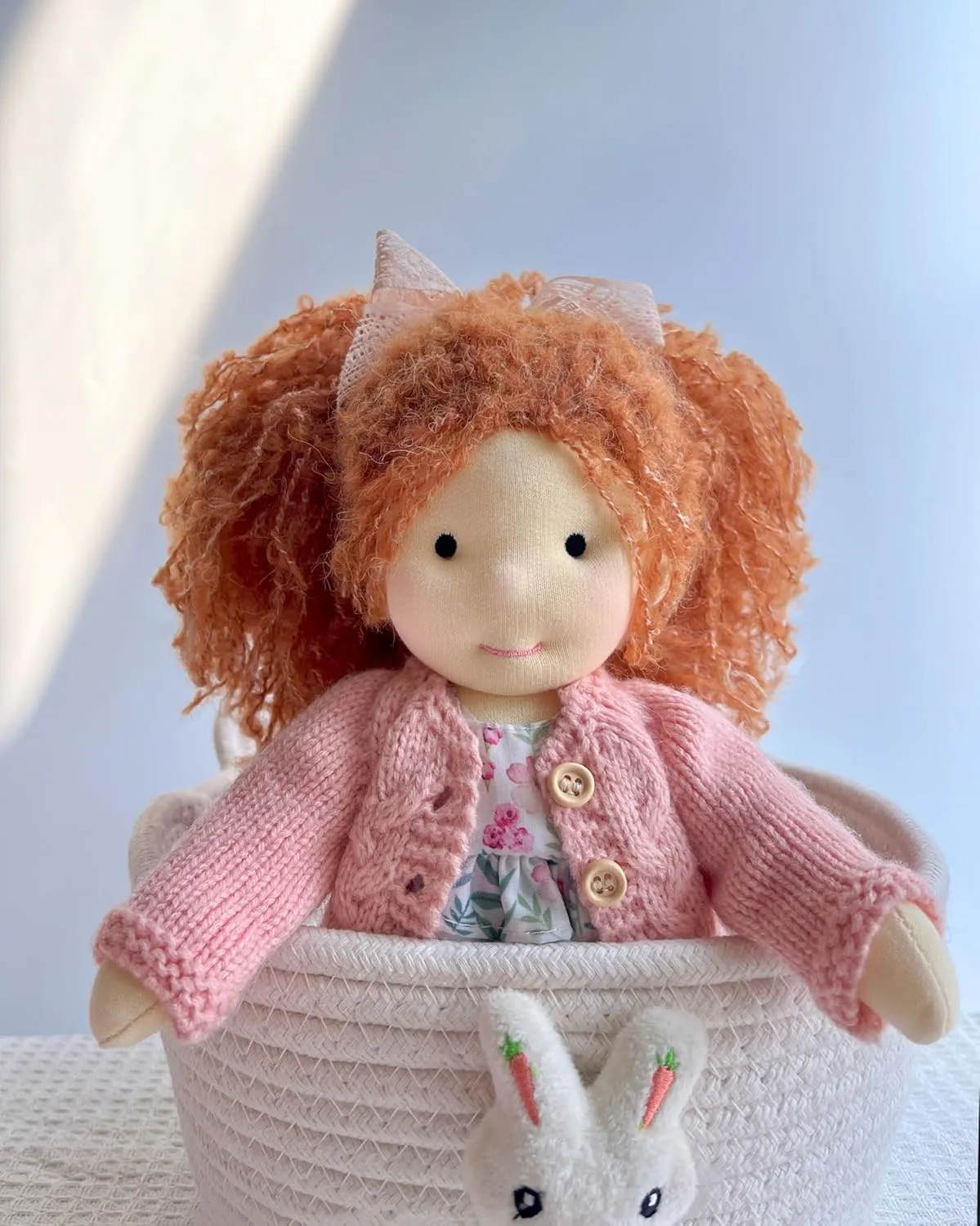 job compo Elsee 12", Soft Girl Rag Doll with Cute Stuffed Plush, Ideal for Babies & Toddlers Handmade Waldorf Doll- 