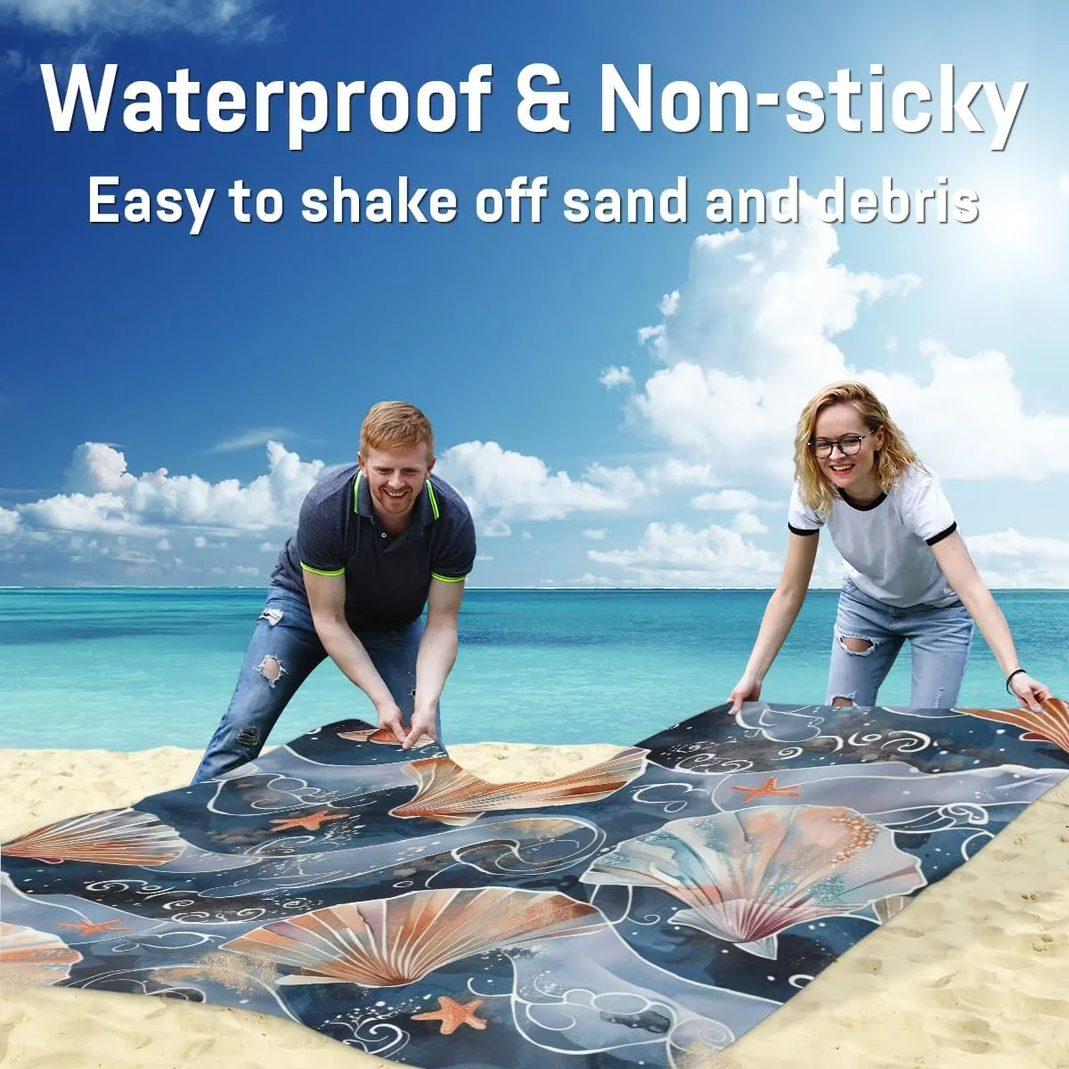 juice club plague drench realization intensity with 4 x Ground Spikes for Outdoor Travel Camping Hiking, Seashells Nautical Beach Blanket, Sandproof Beach Mat, Adults Waterproof Quick Drying Sand Free Mat 
