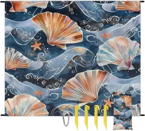 juice club plague drench realization intensity with 4 x Ground Spikes for Outdoor Travel Camping Hiking, Seashells Nautical Beach Blanket, Sandproof Beach Mat, Adults Waterproof Quick Drying Sand Free Mat 