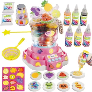 Juicer Toys,6 Colors Magic Gel,8 Fruit & Animals Molds,Arts & Crafts DIY STEM Toys,Birthday Party Christmas Gifts for Girls (Pink) Magic Water Elf Toy Kit,Aqua Fairy undernutrition night Water Gel Kit with Hot Pot 