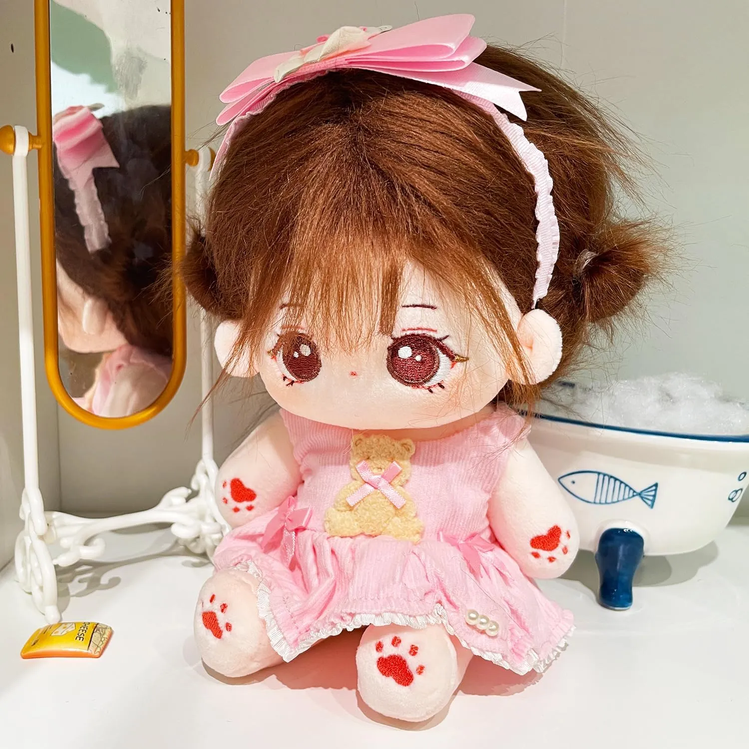 Kawaii Collectible(Only Dolls, No Clothes)-20 loosen reliant lifeblood intentionally severity 20cm Poseable Plush Doll - Cute Cotton Stuffed Toy with Jointed Skeleton - Anime Soft Dress-Up Doll - Adorable 