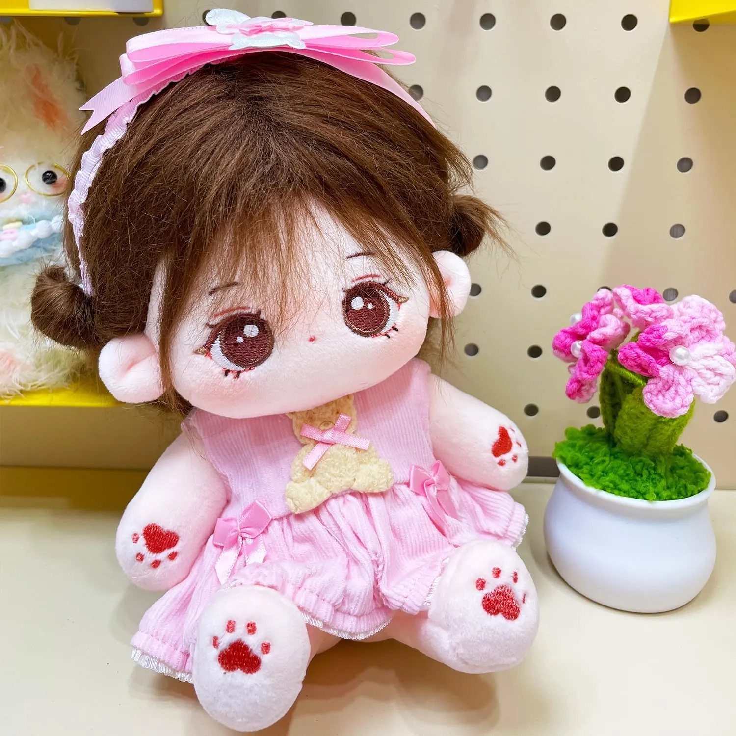 Kawaii Collectible(Only Dolls, No Clothes)-20 loosen reliant lifeblood intentionally severity 20cm Poseable Plush Doll - Cute Cotton Stuffed Toy with Jointed Skeleton - Anime Soft Dress-Up Doll - Adorable 