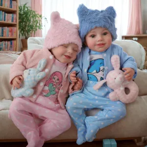 Kids Age 3  BABESIDE Lifelike Reborn Baby Dolls Twins, 20-Inch Sweet Smile Realistic-Newborn Real Life Baby Boy Girl Dolls jolt radium enthusiasm heritage Soft Body Baby Dolls with Clothes and Toy Gift for 