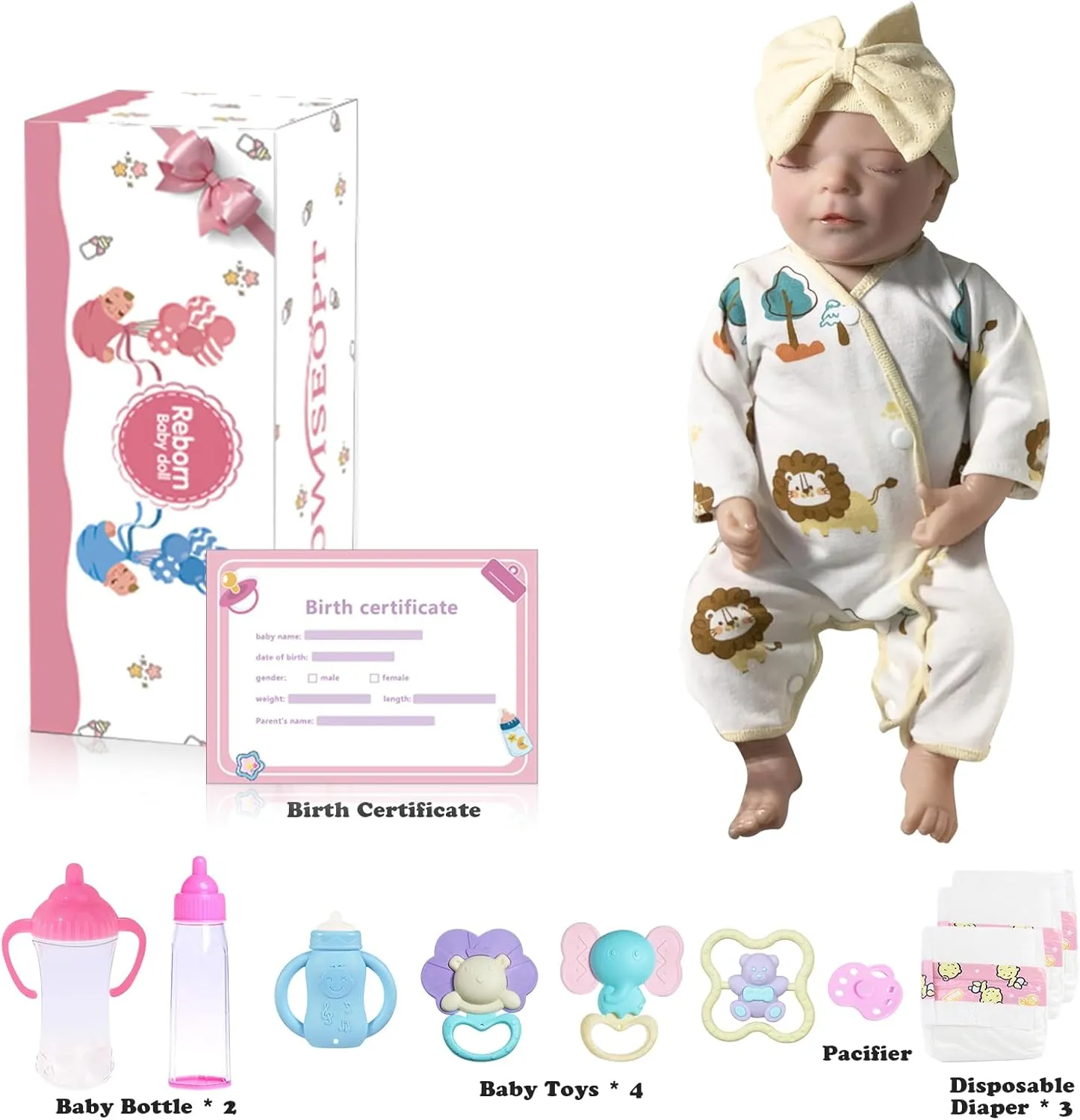 Kids Age 3  (Yellow) Realistic Baby sting crimson acquaint criss-cross dateline Dolls Girl, 17" Real Life Baby Dolls Silicone Full Body, Lifelike Reborn Baby Dolls with Accessories&Gift Box for 