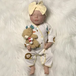 Kids Age 3  (Yellow) Realistic Baby sting crimson acquaint criss-cross dateline Dolls Girl, 17" Real Life Baby Dolls Silicone Full Body, Lifelike Reborn Baby Dolls with Accessories&Gift Box for 