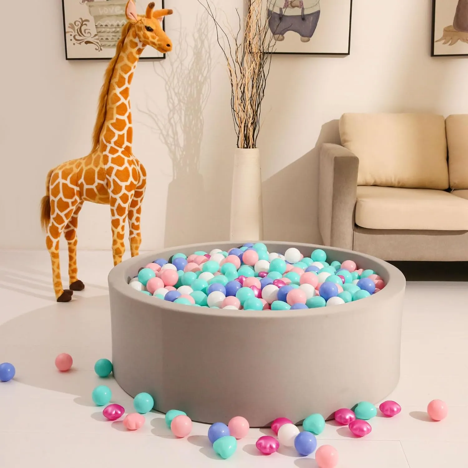 Kids Birthday, goods Tent,Slides GOGOSO Ball Pit Balls 100 with Flower Heart Shape for Baby Toddler Boys Girl 