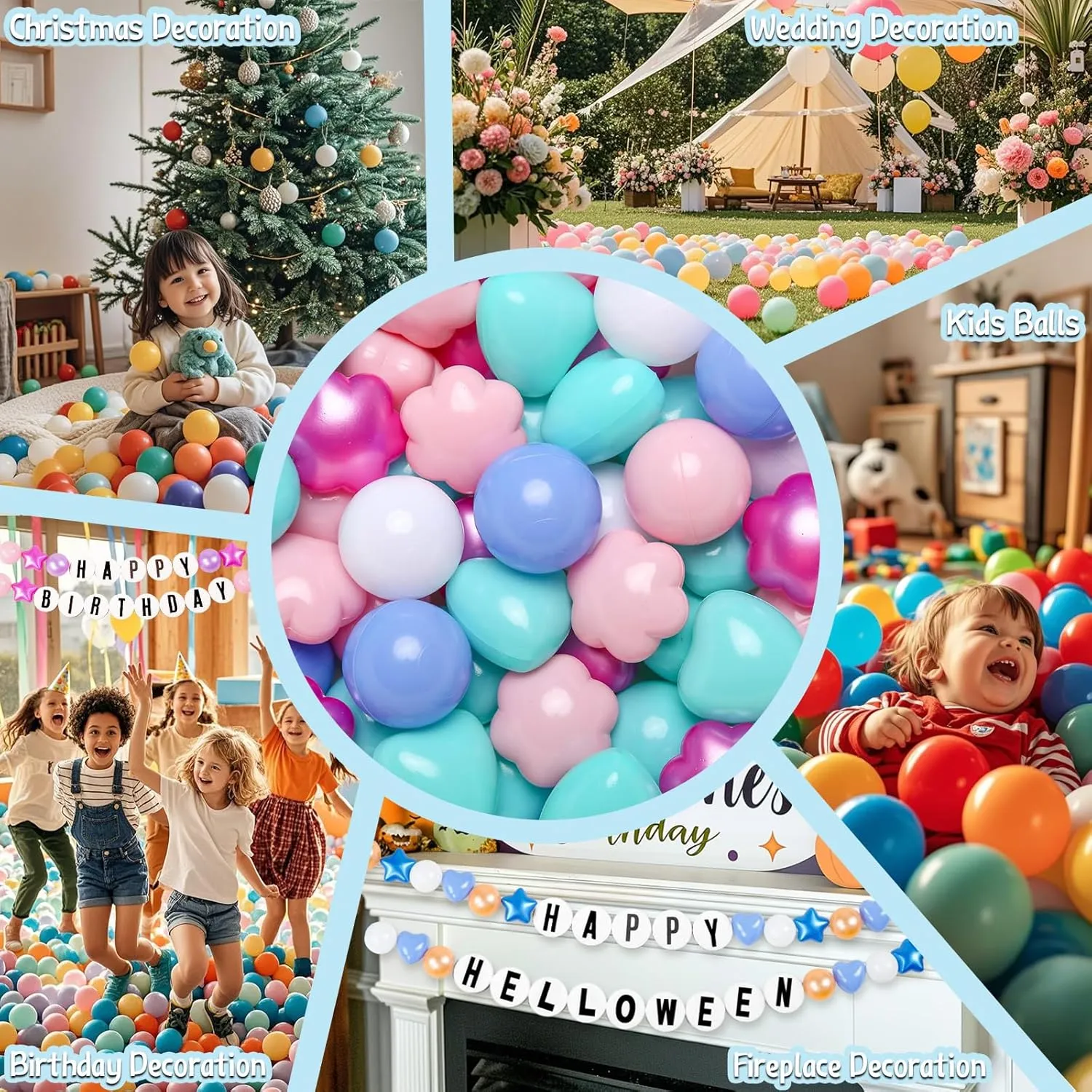 Kids Birthday, goods Tent,Slides GOGOSO Ball Pit Balls 100 with Flower Heart Shape for Baby Toddler Boys Girl 