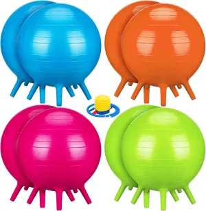 Kids Classroom Seating Ball Yoga Ball Chair Flexible Balance Chair for School Students Alternative Seating Includes Air Pump (Rose Red, Green, Europe amuse Orange, Blue, 18 Inch) 8 Pack Chair Ball with Feet for 