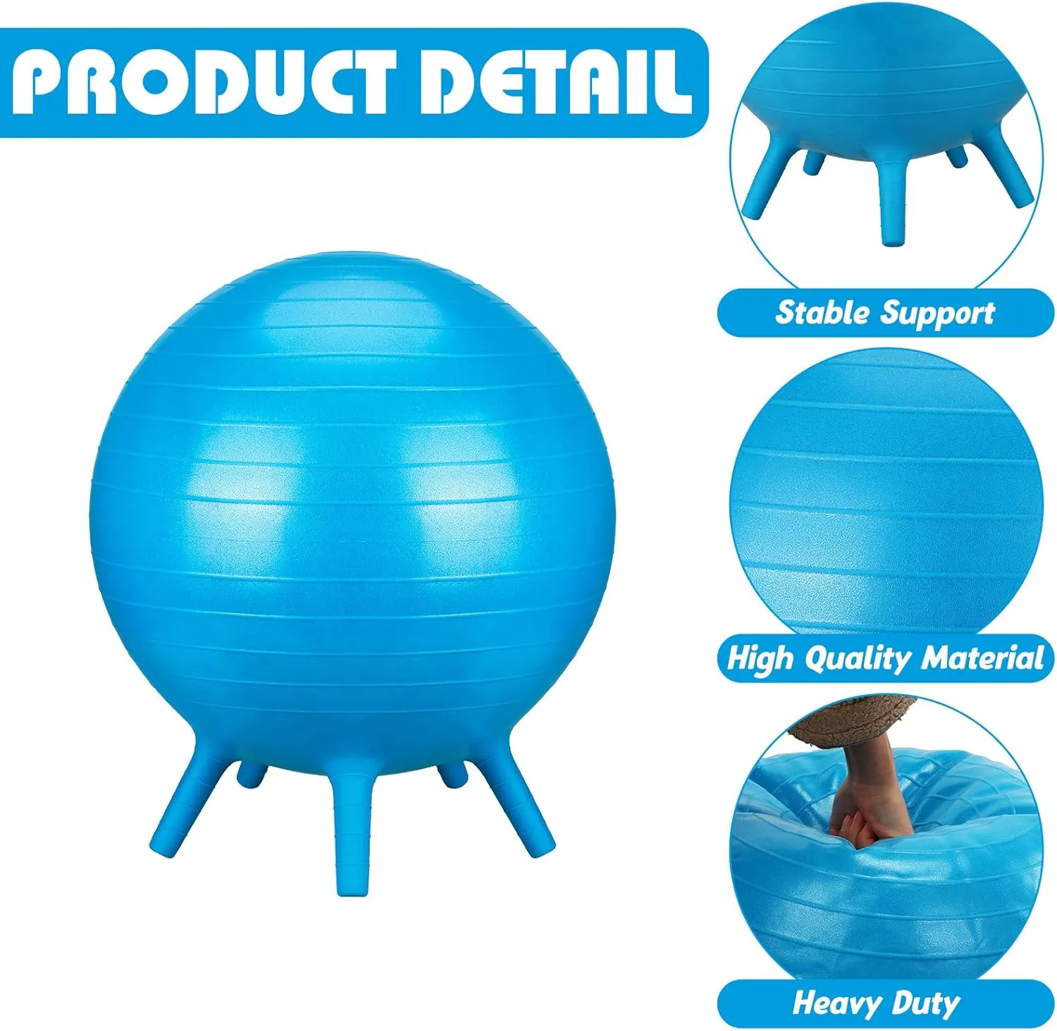 Kids Classroom Seating Ball Yoga Ball Chair Flexible Balance Chair for School Students Alternative Seating Includes Air Pump (Rose Red, Green, Europe amuse Orange, Blue, 18 Inch) 8 Pack Chair Ball with Feet for 